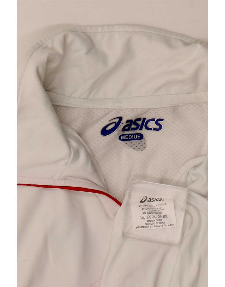 Asics Womens Graphic Polo shirt UK 14 Medium White Polyamide