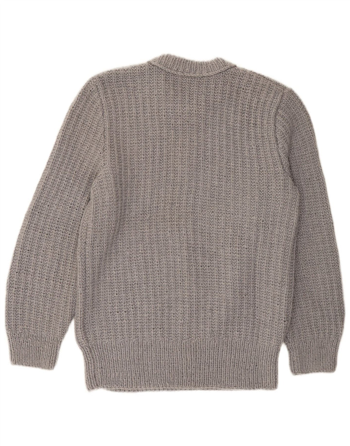 Vintage Mens Boat Neck Jumper Sweater Medium Grey