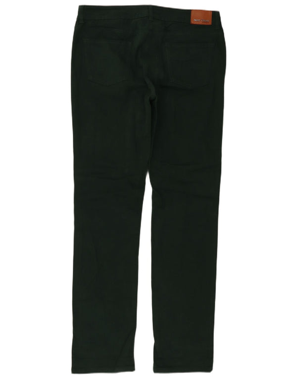 Henry Cottons Mens Straight Casual Trousers W32 L34 Green Cotton