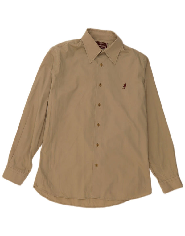 Marlboro Classics Mens Slim Fit Shirt Large Beige Cotton