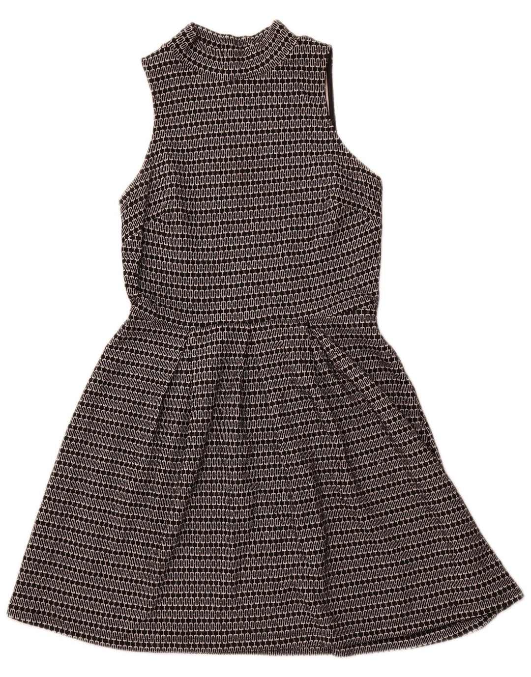 MOSSIMO Womens Sleeveless A-Line Dress UK 6 XS Black Geometric Polyester