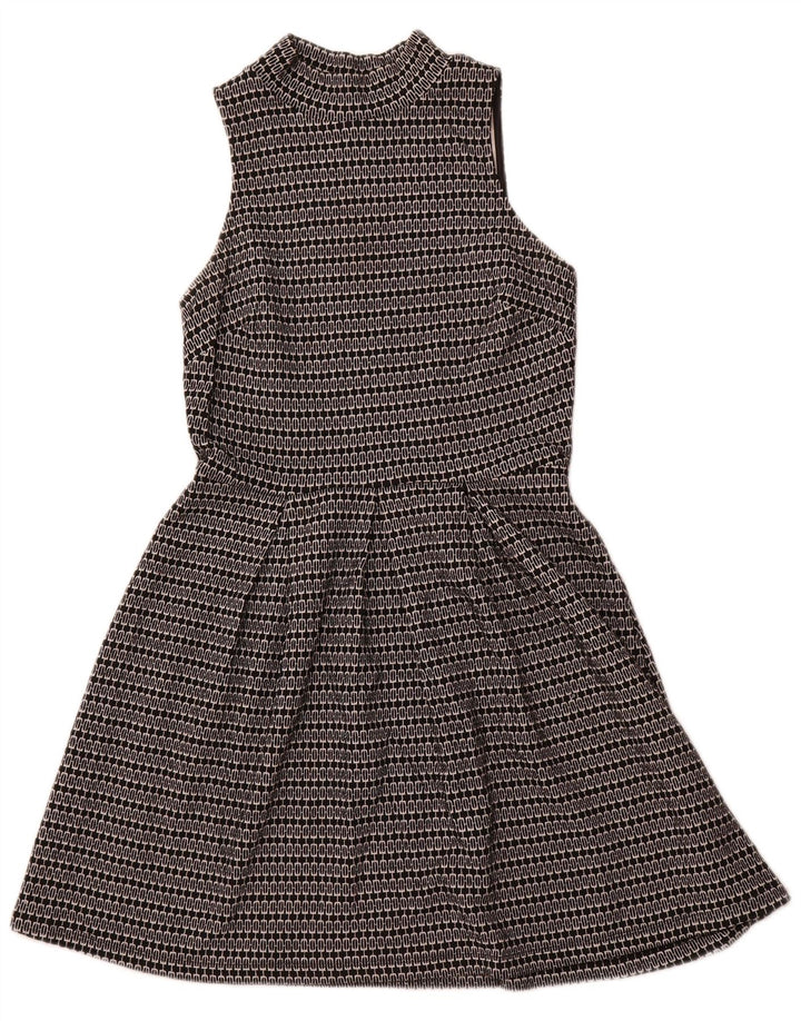 MOSSIMO Womens Sleeveless A-Line Dress UK 6 XS Black Geometric Polyester