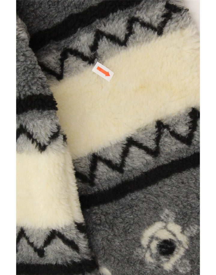 VINTAGE Womens Sherpa Windbreaker Coat UK 20/22 2XL Beige Striped