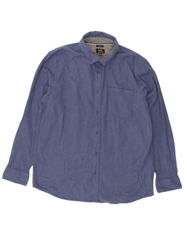 Lee Mens Stretch Shirt XL Blue Cotton