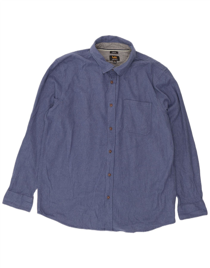 Lee Mens Stretch Shirt XL Blue Cotton