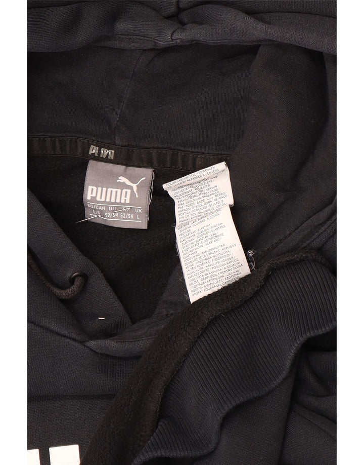 Puma Mens Graphic Hoodie Jumper Large Black Cotton