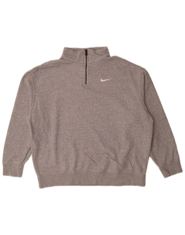 Nike Mens Loose Fit Zip Neck Sweatshirt Jumper XS Grey Flecked Cotton