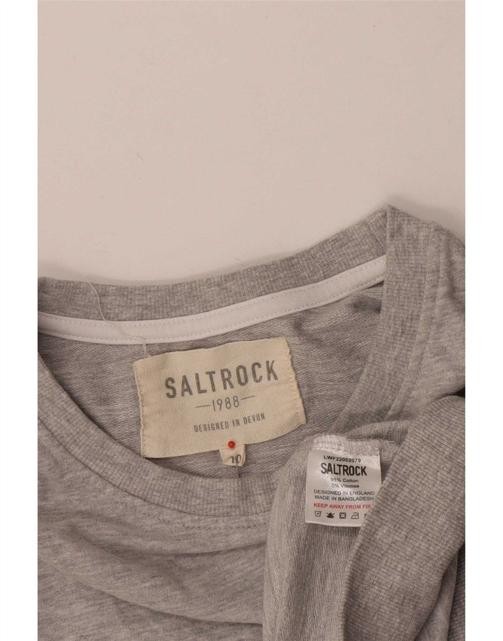 Saltrock Womens Sweatshirt Jumper UK 10 Small Grey Flecked Cotton