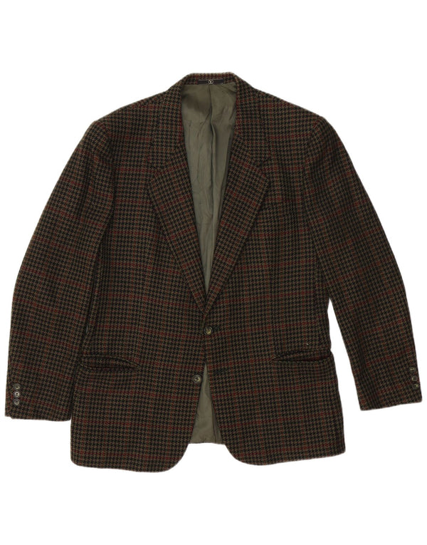 Valentino Mens 2 Button Blazer Jacket UK 38 Medium Brown Houndstooth