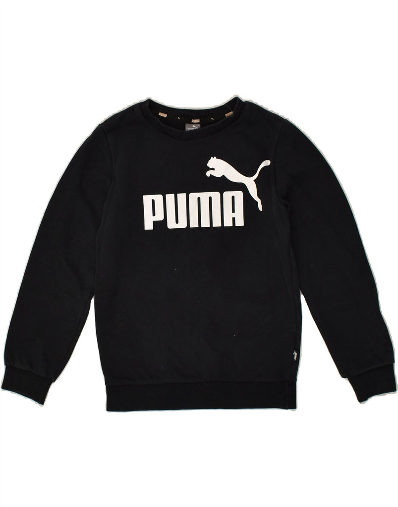 PUMA Boys Graphic Sweatshirt Jumper 9-10 Years Black Cotton | Vintage Puma | Thrift | Second-Hand Puma | Used Clothing | Messina Hembry 