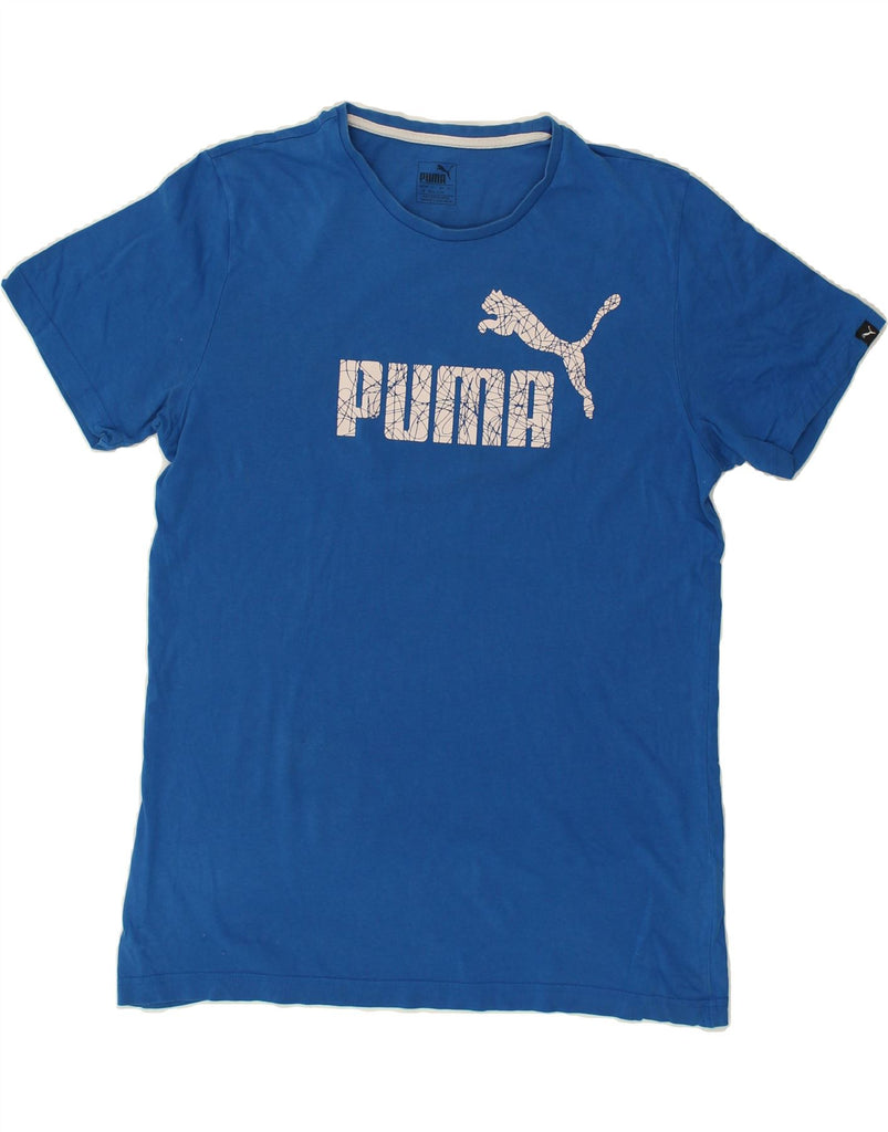 PUMA Mens Graphic T-Shirt Top Large Blue Cotton | Vintage Puma | Thrift | Second-Hand Puma | Used Clothing | Messina Hembry 