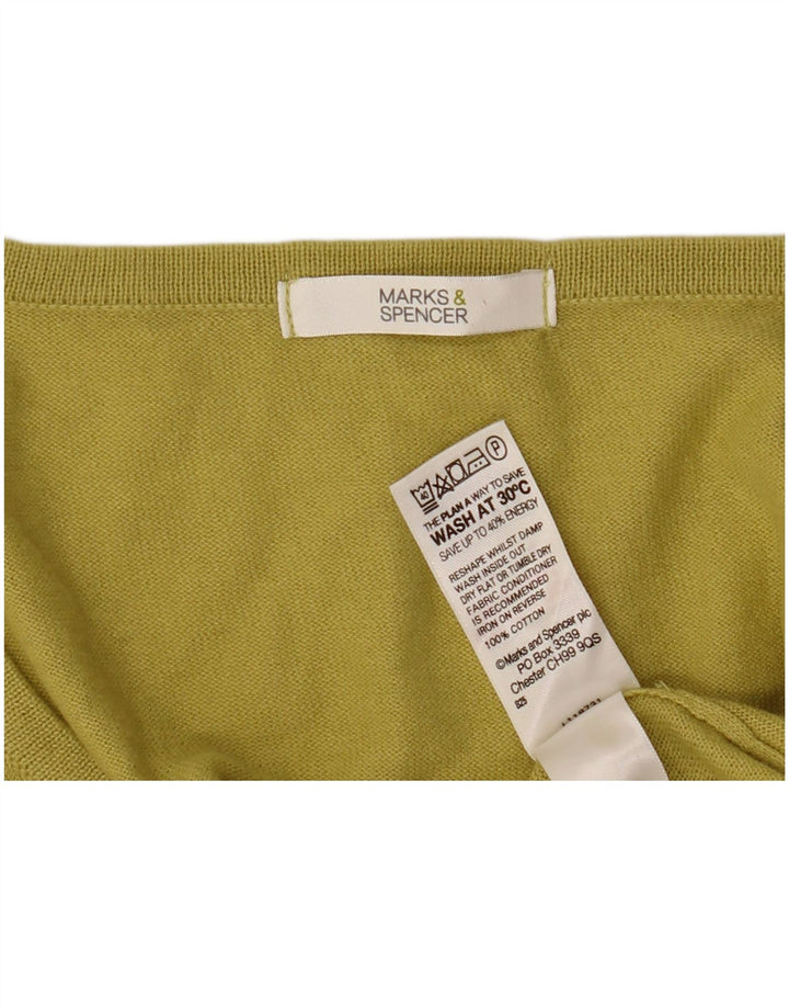 Marks & Spencer Womens Short Sleeve Cardigan Sweater UK 14 Medium Yellow