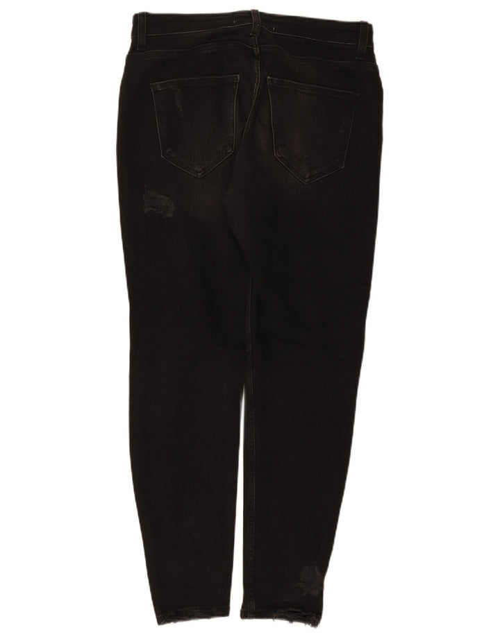 Zara Mens Distressed Slim Jeans EU 40 Medium W31 L28 Black Cotton