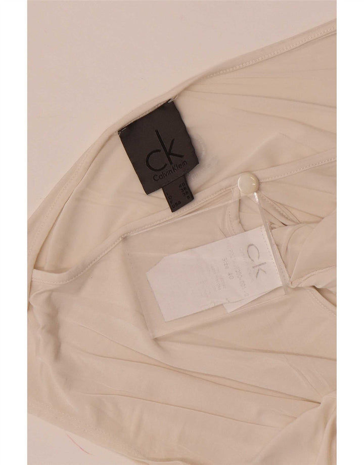 Calvin Klein Womens Sleeveless Blouse Top US 6 Medium White Viscose