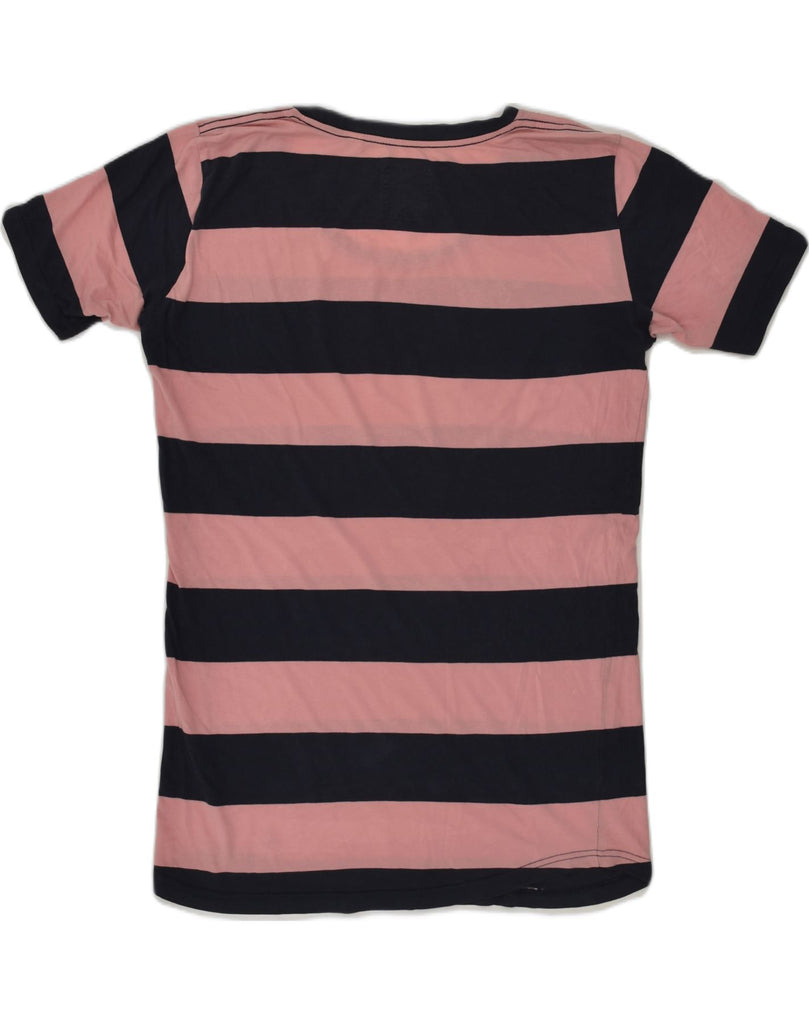 JACK WILLS Womens T-Shirt Top UK 10 Small Pink Striped Cotton | Vintage Jack Wills | Thrift | Second-Hand Jack Wills | Used Clothing | Messina Hembry 