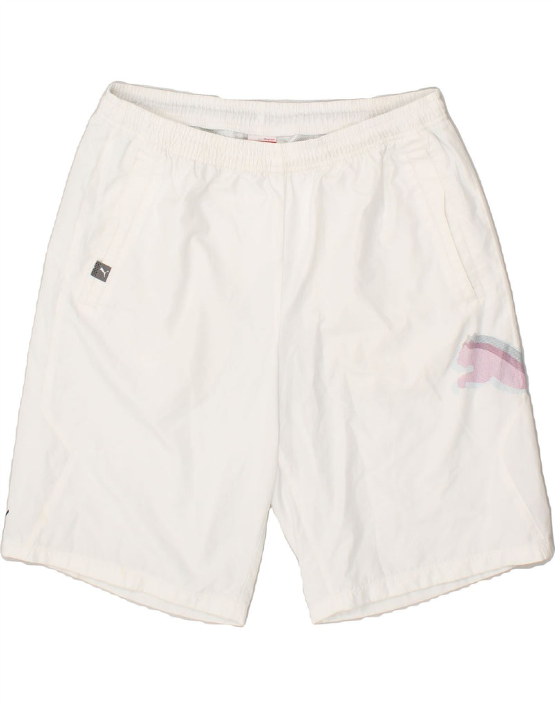 PUMA Mens Graphic Sport Shorts Large White Polyester Vintage Puma and Second-Hand Puma from Messina Hembry 