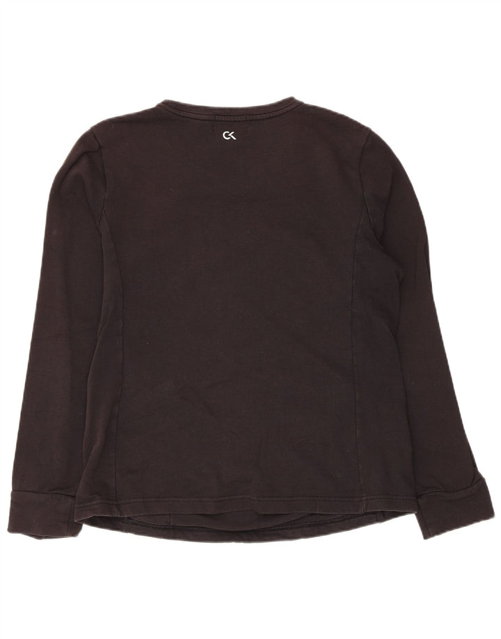 Calvin Klein Womens Top Long Sleeve UK 14 Large Black Cotton