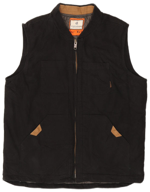 Vintage Mens Tall Utility Gilet UK 42 XL Black Cotton