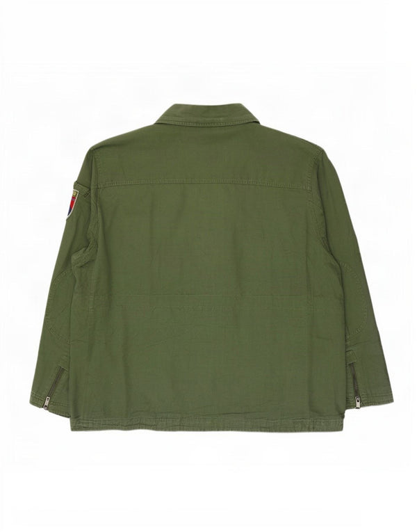 Vintage Mens Hooded Military Utility Jacket UK 48 4XL Green Cotton