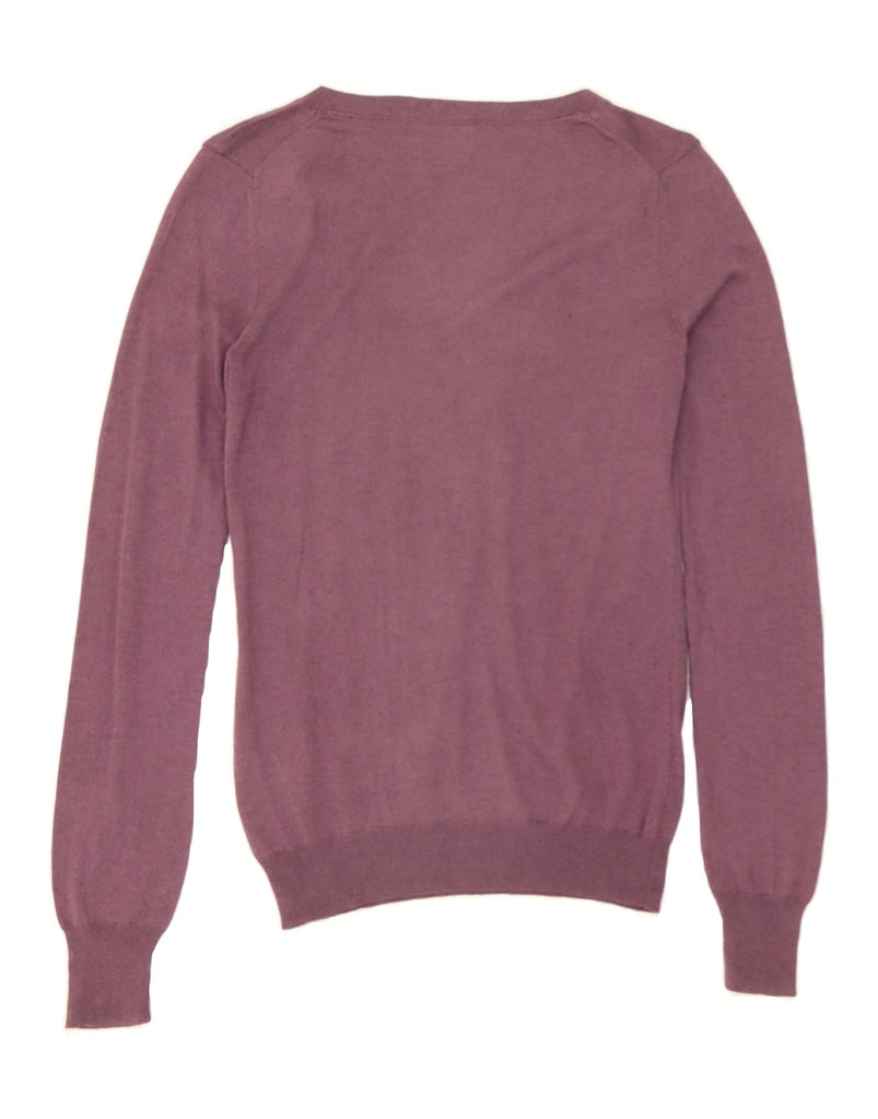 MASSIMO DUTTI Womens V-Neck Jumper Sweater UK 8 Small Purple Silk Vintage Massimo Dutti and Second-Hand Massimo Dutti from Messina Hembry 