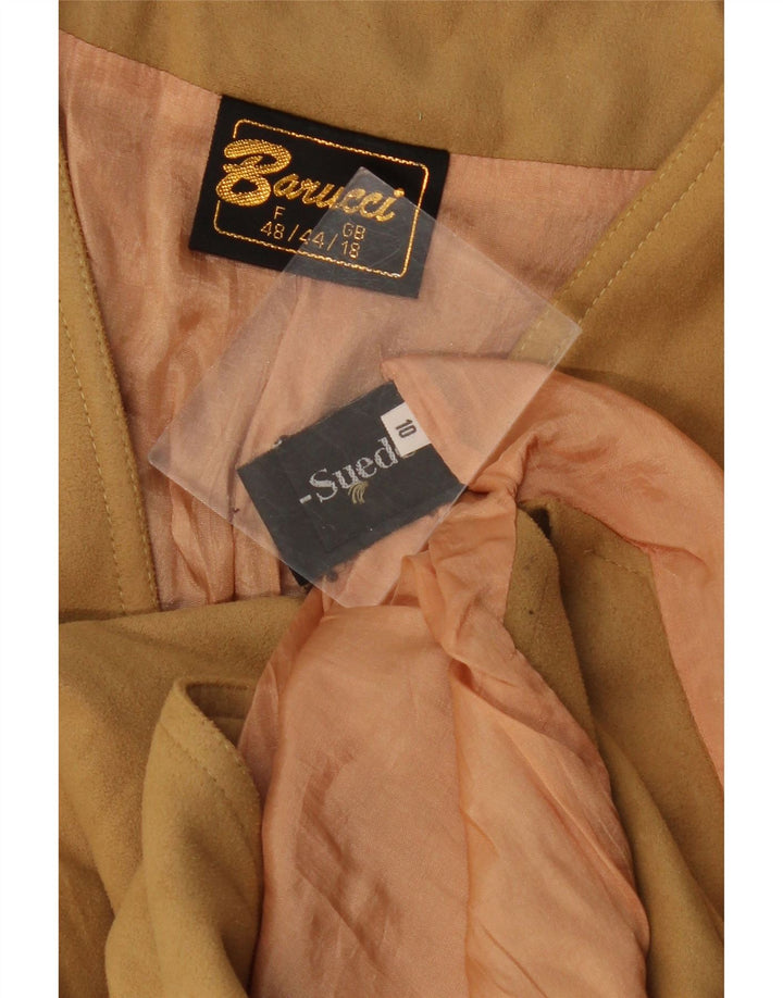 VINTAGE Womens Suede Gilet UK 18 XL Beige