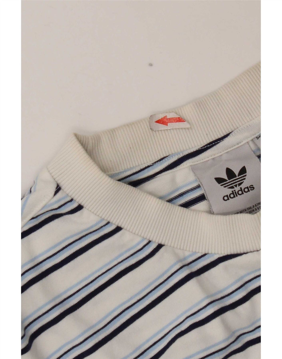 Adidas Mens T-Shirt Top XL White Striped Cotton