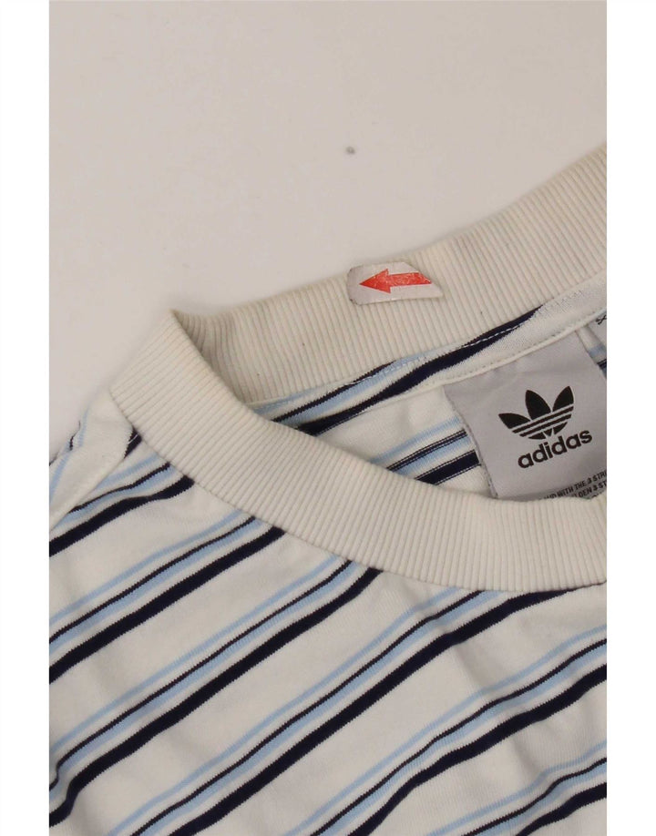 Adidas Mens T-Shirt Top XL White Striped Cotton