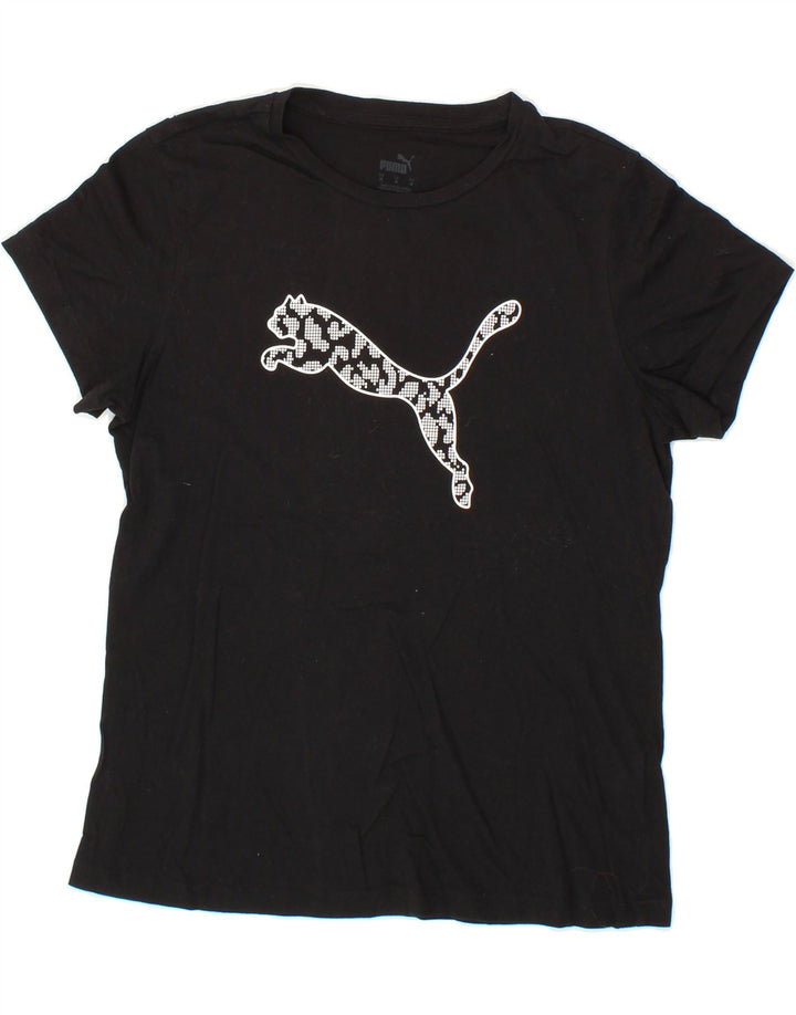 PUMA Womens Graphic T-Shirt Top UK 12 Medium Black Cotton Vintage Puma and Second-Hand Puma from Messina Hembry 
