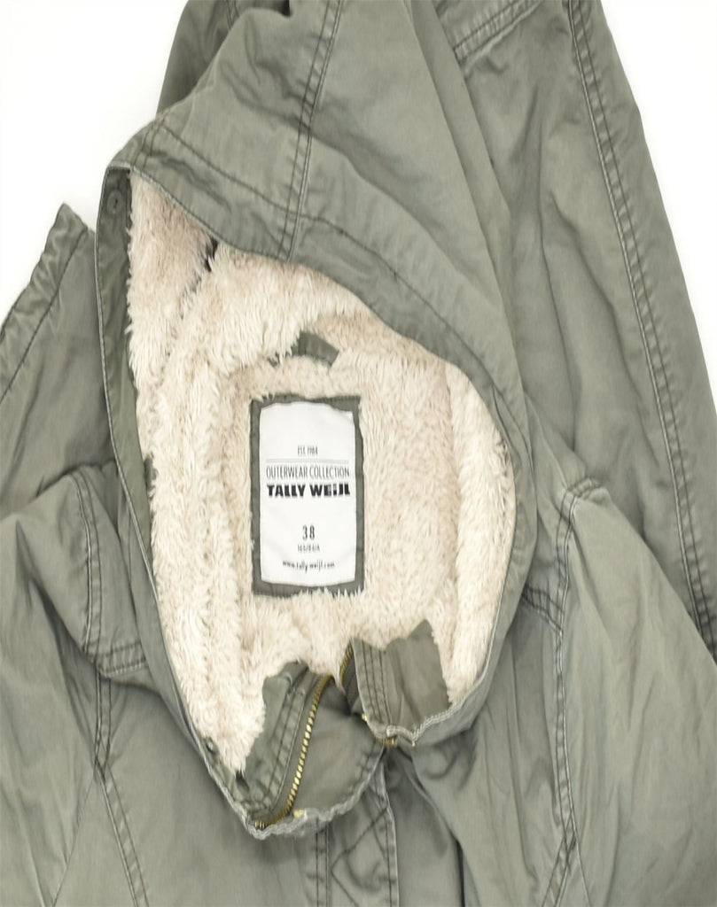 TALLY WEIJL Womens Hooded Sherpa Parka Jacket EU 38 Medium Khaki Polyester | Vintage | Thrift | Second-Hand | Used Clothing | Messina Hembry 