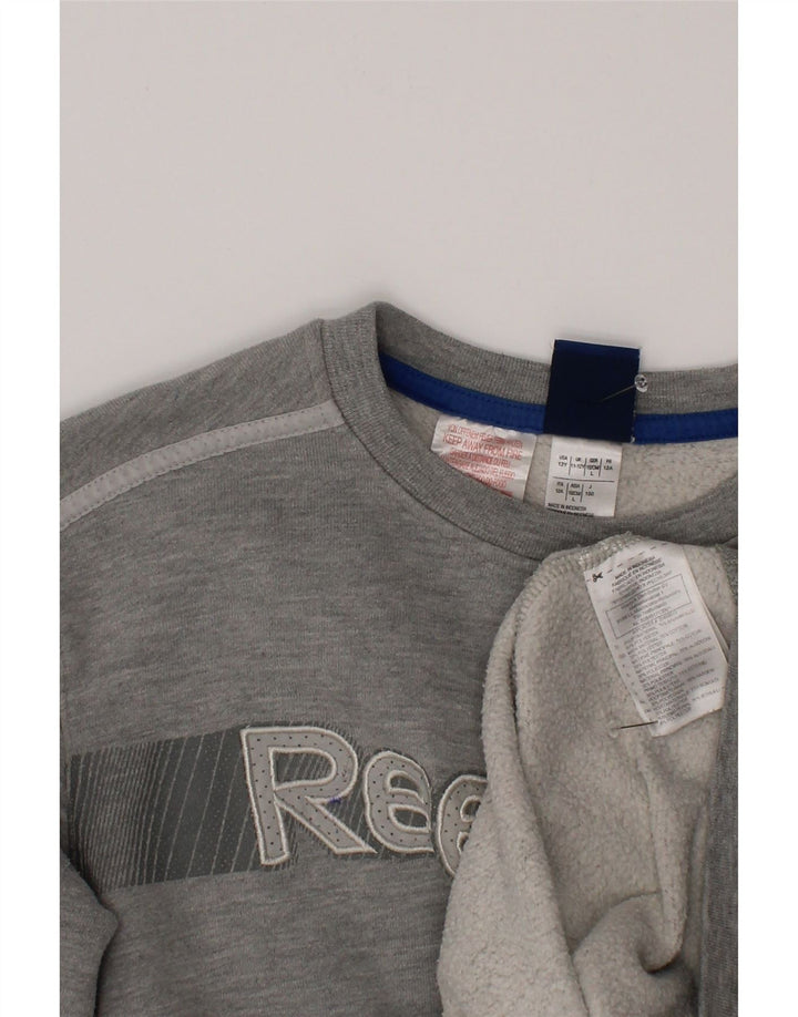 Reebok Boys Graphic Sweatshirt Jumper 11-12 Years Grey Cotton