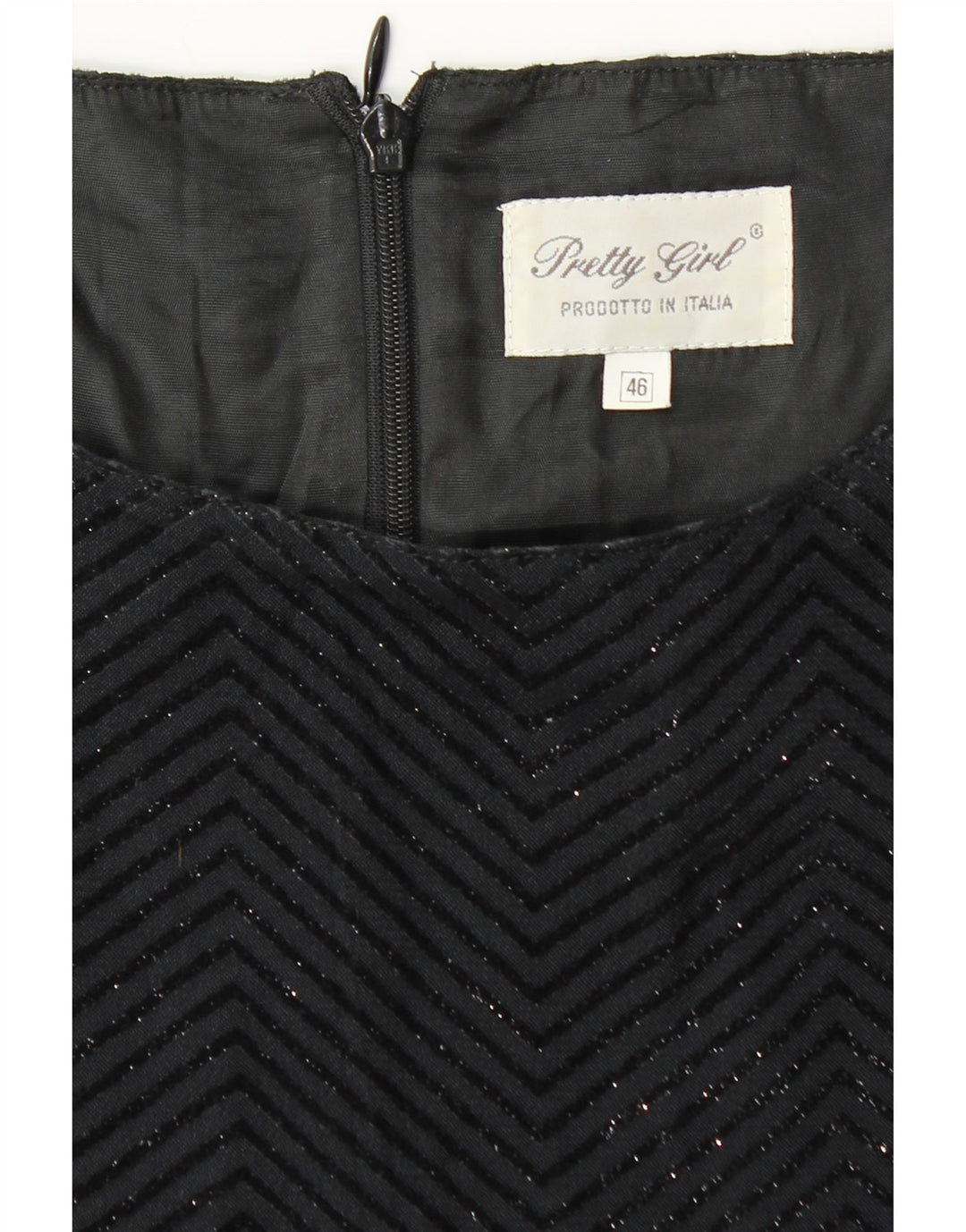 Vintage Womens Sleeveless Sheath Dress IT 46 Large Black Chevron