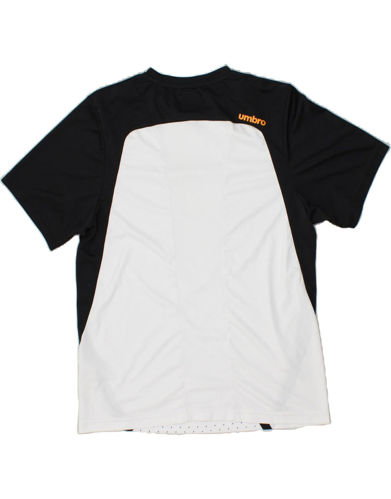 UMBRO Boys T-Shirt Top 14-15 Years XL White Colourblock Polyester | Vintage Umbro | Thrift | Second-Hand Umbro | Used Clothing | Messina Hembry 