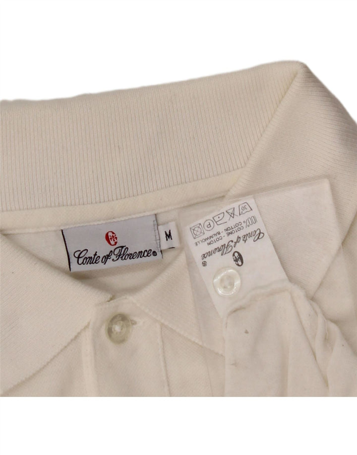 CONTE OF FLORENCE Mens Polo Shirt Medium White Cotton