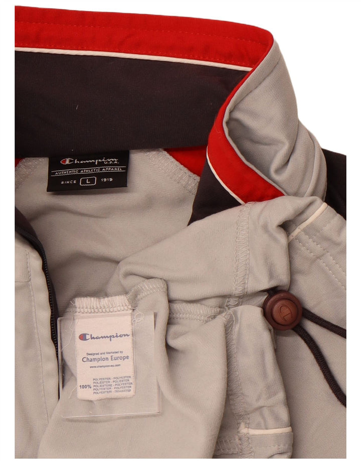 Champion Mens Tracksuit Top Jacket Large Grey Colourblock Polyester