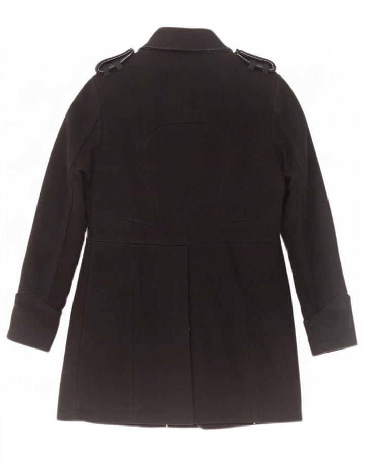 Superdry Womens Military Double Breasted Coat UK 10 Small Black Wool