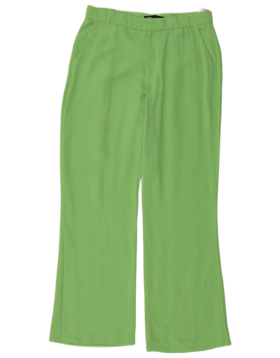 Zara Womens Straight Chino Trousers Large W34 L33 Green Polyester