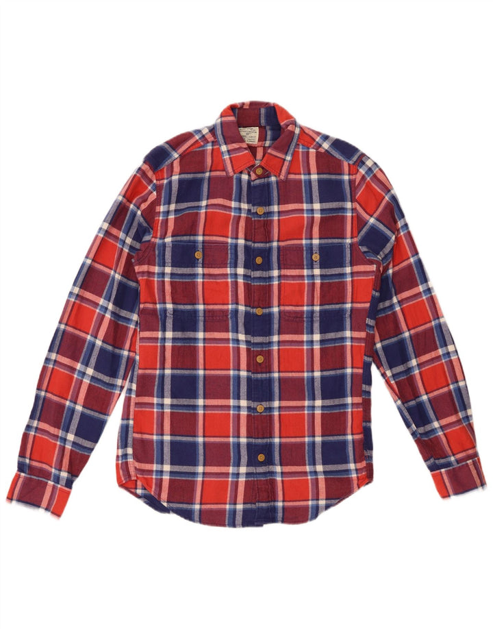 J. CREW Mens Slim Fit Flannel Shirt Small Red Plaid Cotton