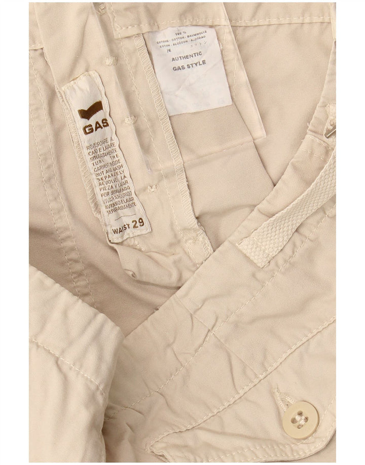 Gas Womens Cargo Cropped Trousers W29 L23 White Cotton