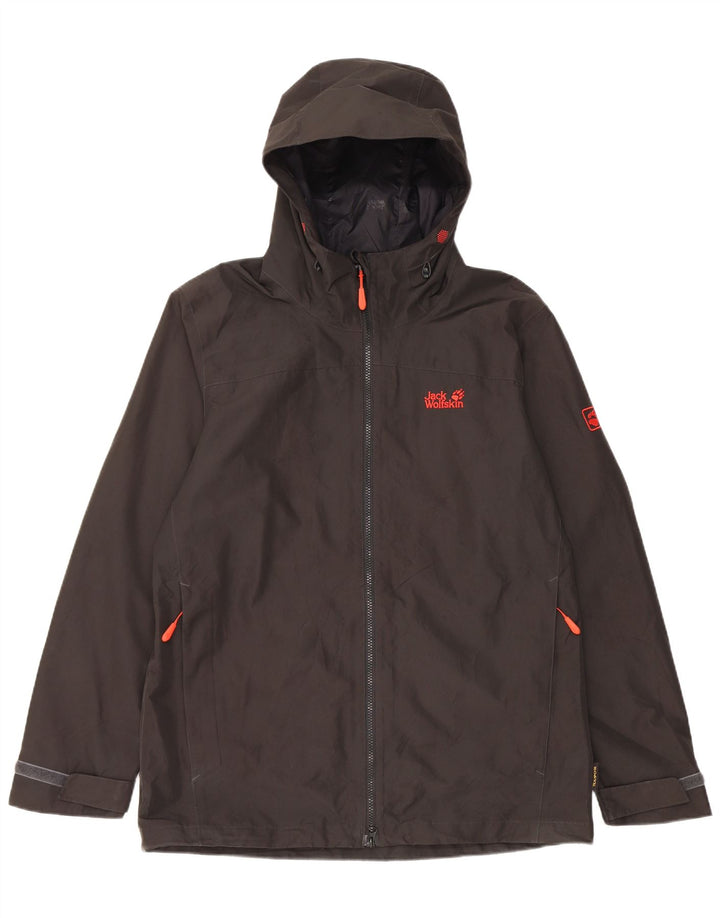 Jack Wolfskin Mens Hooded Windbreaker Jacket UK 40 Large Black Polyester