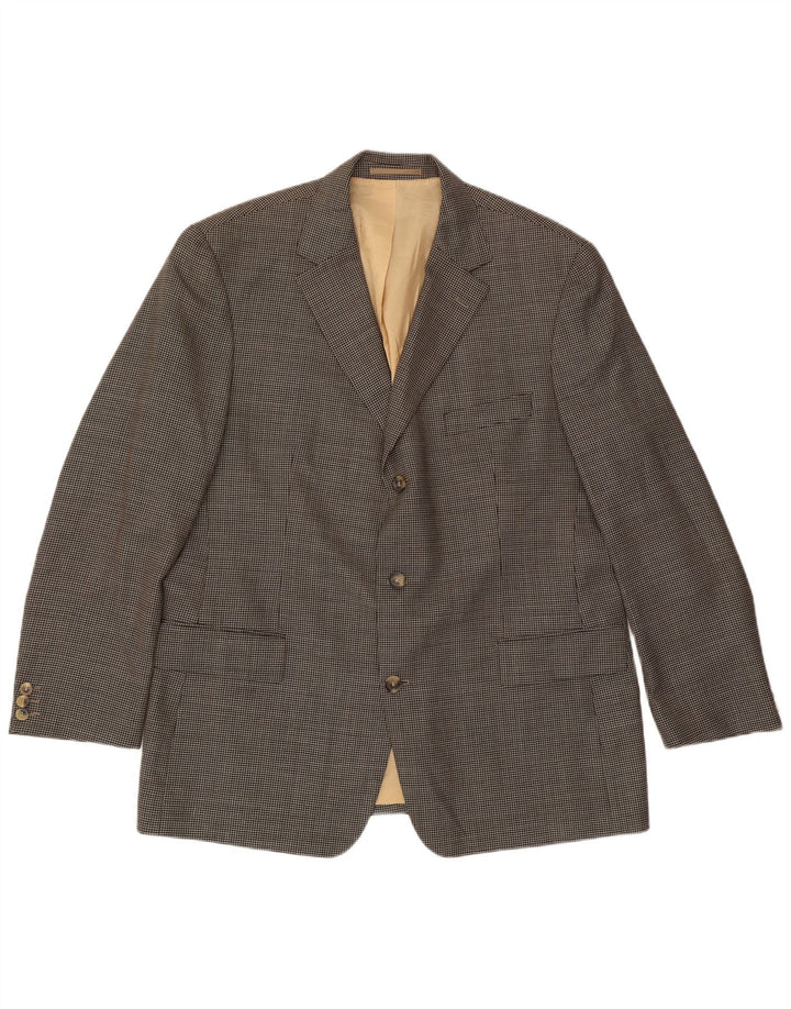Hugo Boss Mens 3 Button Blazer Jacket UK 42 XL Grey Check