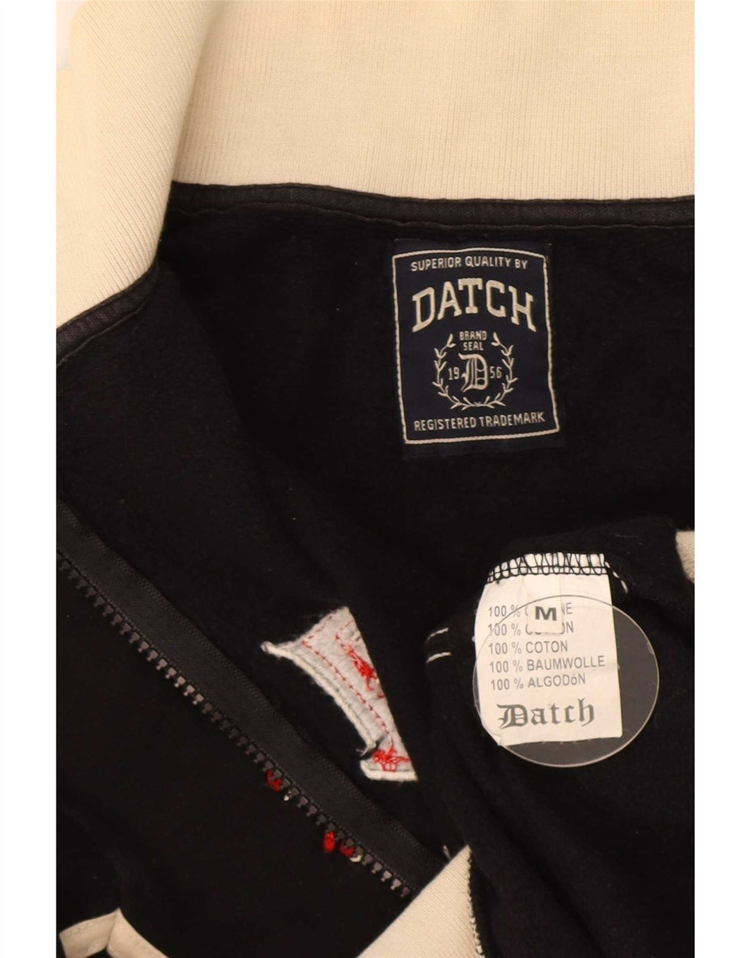Datch Mens Graphic Tracksuit Top Jacket Medium Black Colourblock Cotton