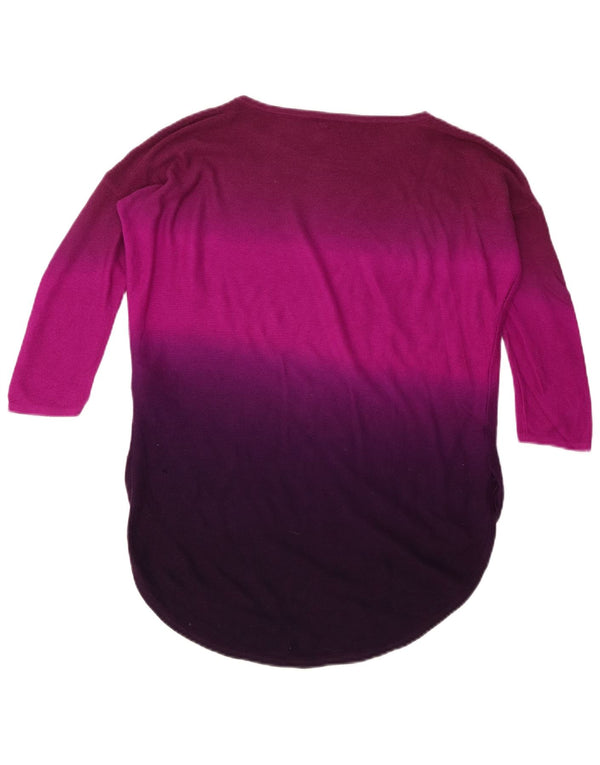 Phase Eight Womens Top 3/4 Sleeve UK 16 Large Purple Colourblock Viscose