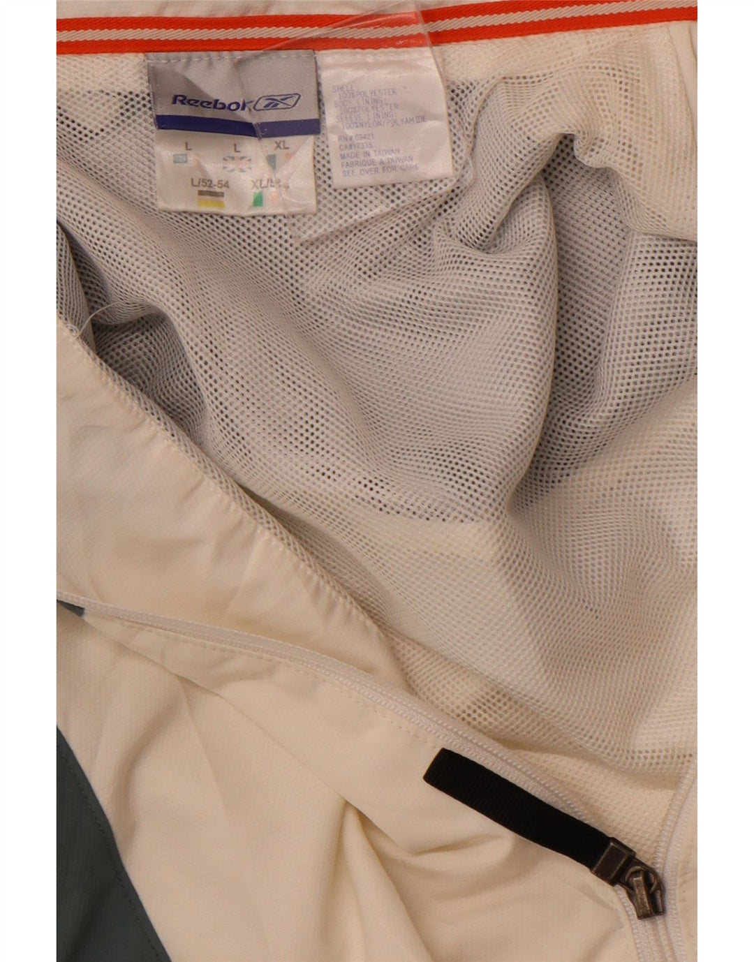 REEBOK Mens Tracksuit Top Jacket  Large Off White Colourblock Polyester