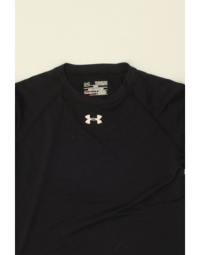 UNDER ARMOUR Boys Heat Gear T-Shirt Top 10-11 Years Medium Black Polyester | Vintage Under Armour | Thrift | Second-Hand Under Armour | Used Clothing | Messina Hembry 