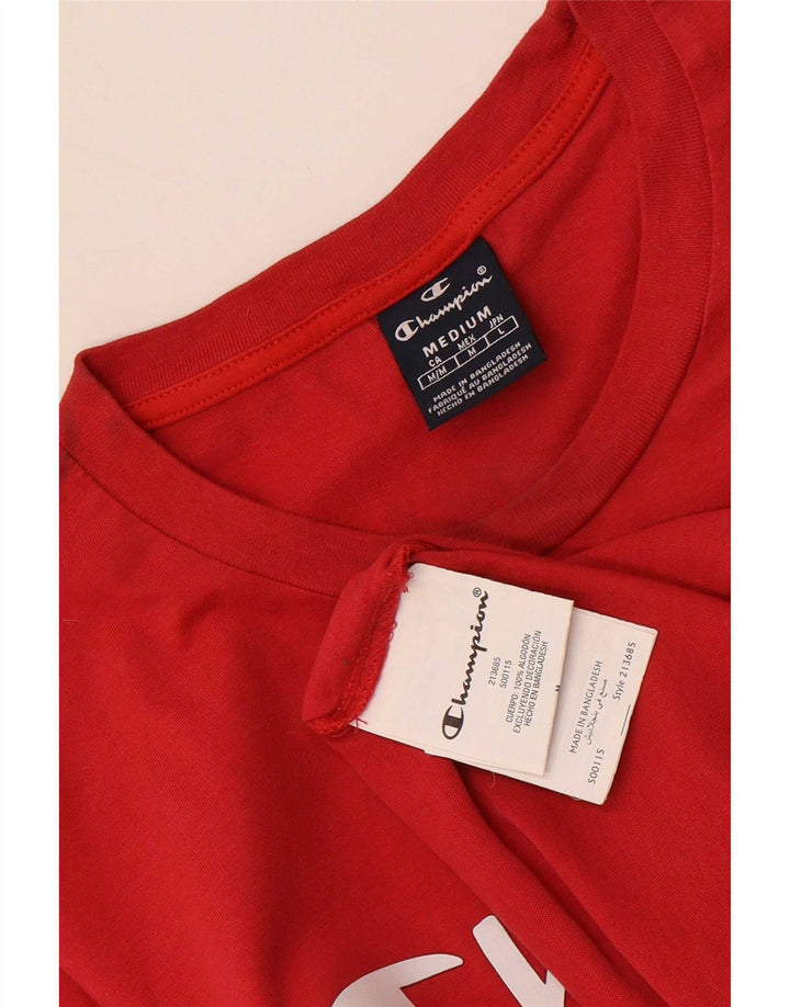 Champion Mens Graphic T-Shirt Top Medium Red