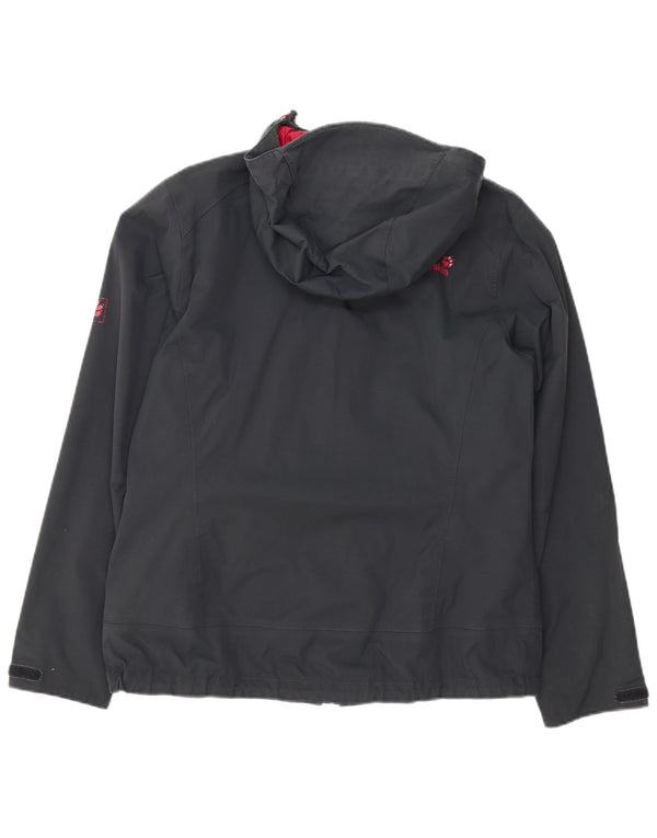 Jack Wolfskin Womens Hooded Rain Jacket UK 16 Large Grey Polyamide