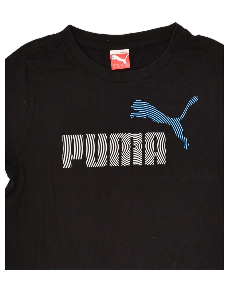 PUMA Boys Graphic T-Shirt Top 9-10 Years Medium Black | Vintage Puma | Thrift | Second-Hand Puma | Used Clothing | Messina Hembry 