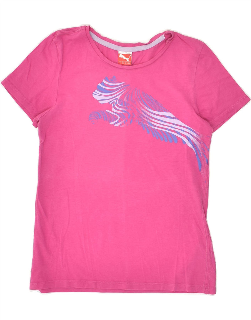 PUMA Girls Graphic T-Shirt Top 11-12 Years Pink Cotton | Vintage Puma | Thrift | Second-Hand Puma | Used Clothing | Messina Hembry 