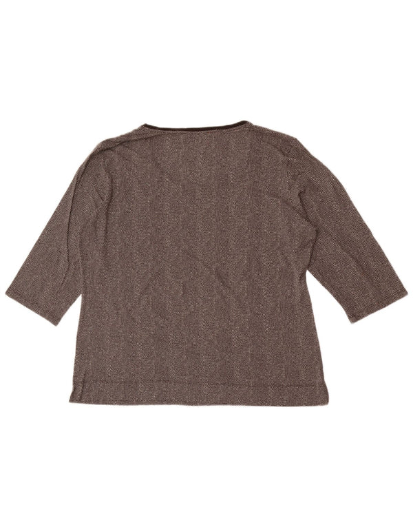 Perte by Krizia Womens Graphic Top 3/4 Sleeve UK 14 Large Brown Spotted