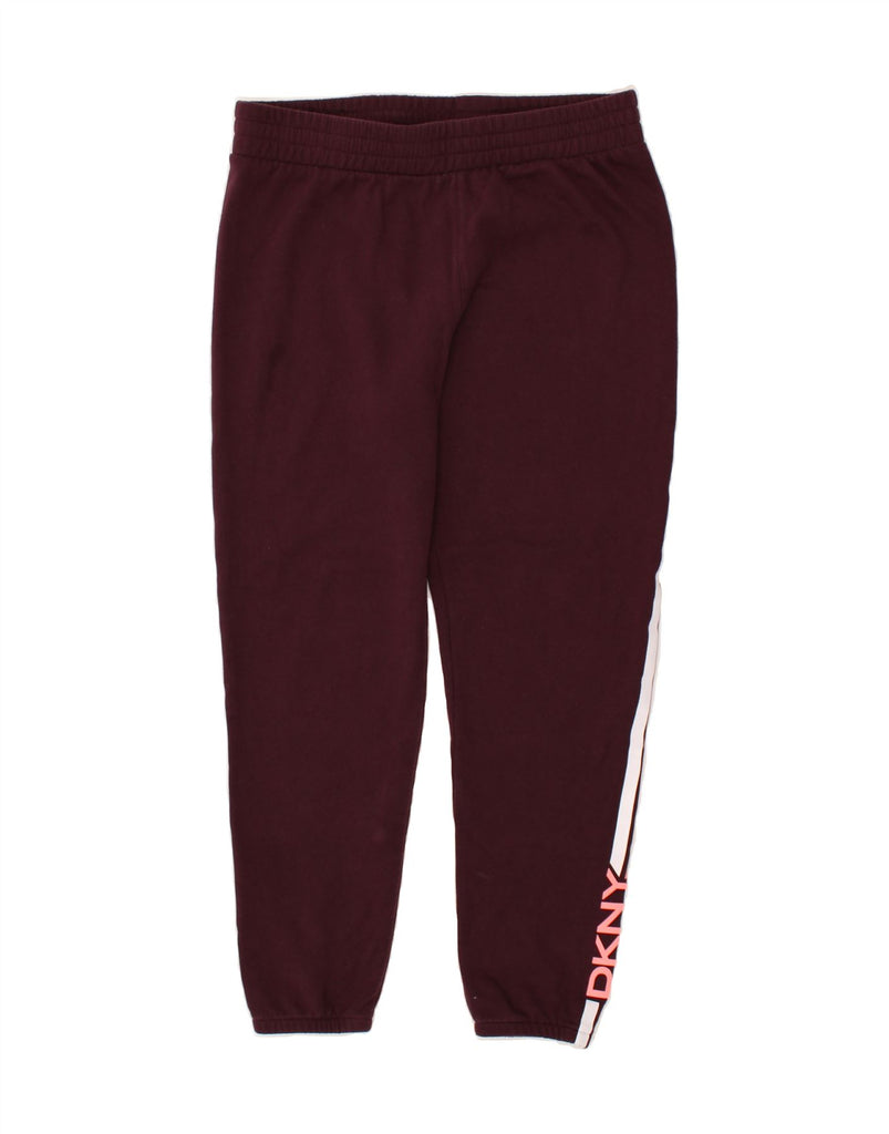 DKNY Womens Tracksuit Trousers Joggers UK 12 Large Burgundy Cotton | Vintage Dkny | Thrift | Second-Hand Dkny | Used Clothing | Messina Hembry 